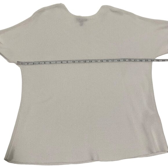 Eileen Fisher Organic Cotton Ribbed Short Sleeve White Sweater‎ Size L - Picture 5 of 8